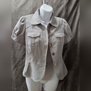 Nine West Gray Short Sleeve Blazer